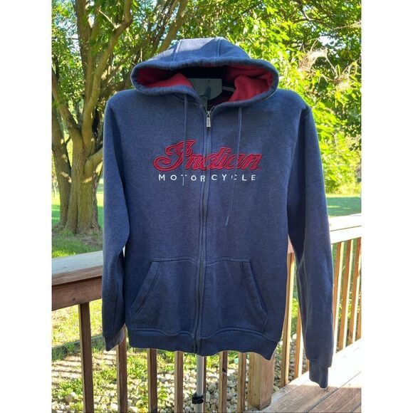 Indian Motorcycle Men's USA Flag Hoodie, Navy zip up - Picture 2 of 7
